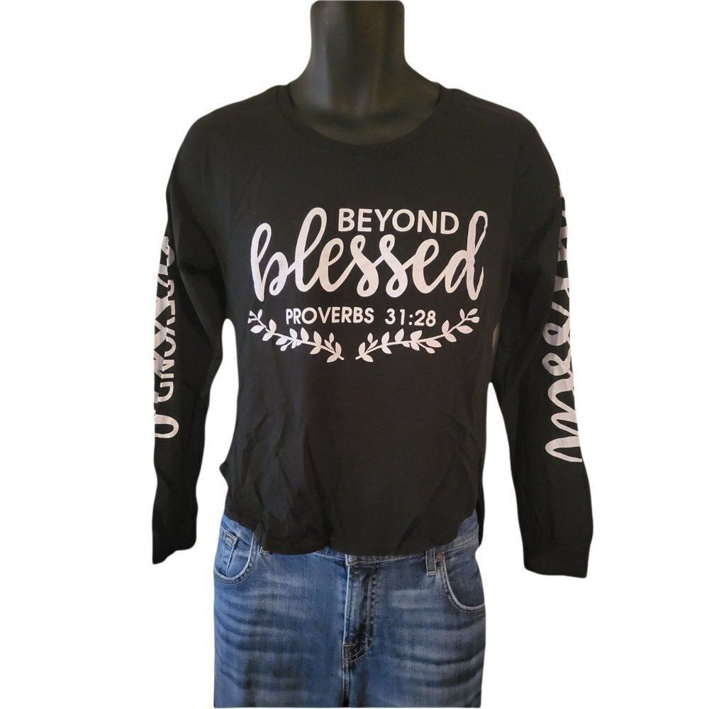 Black Graphic Long Sleeve Top